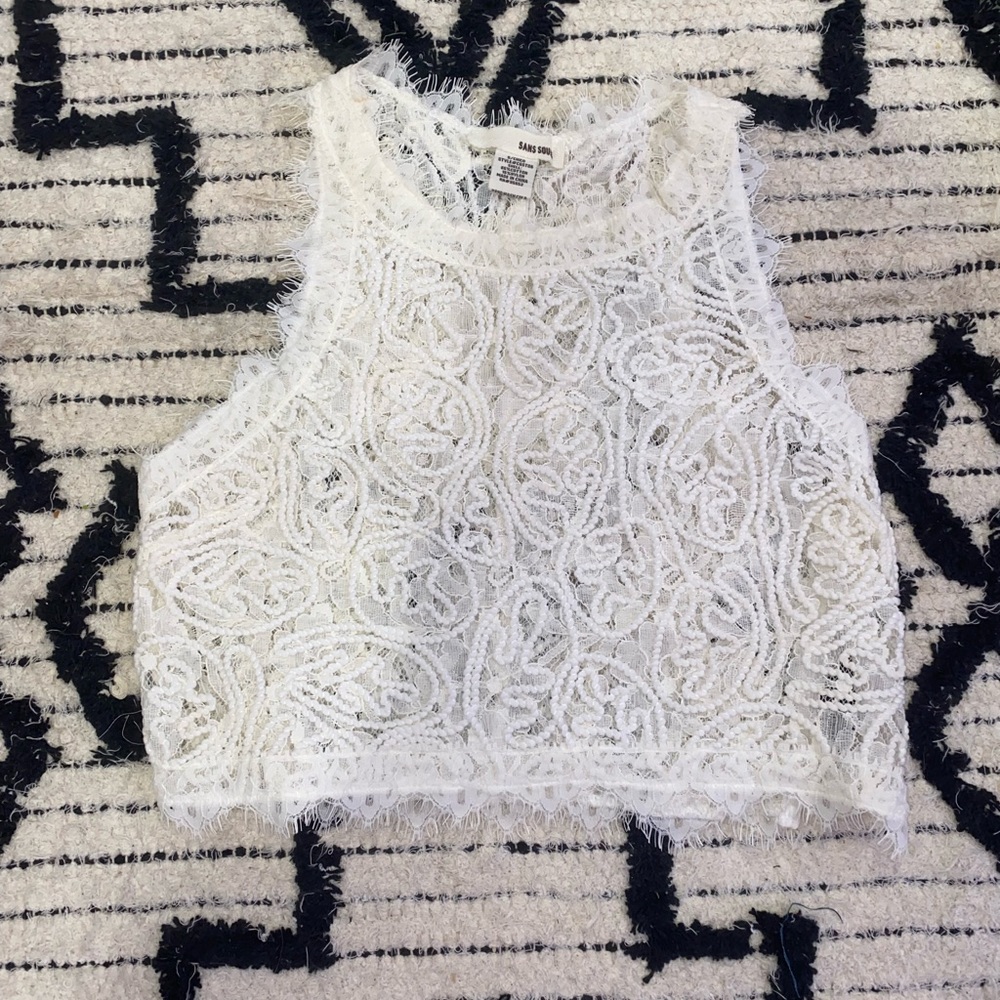 White Cropped Tank